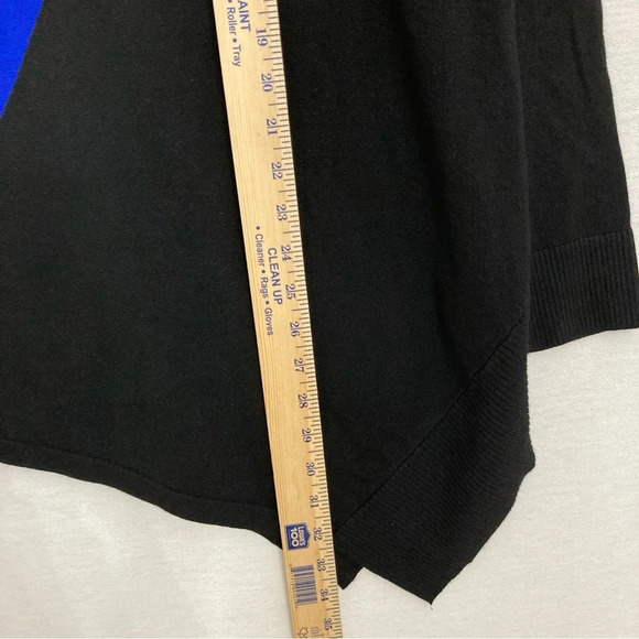Calvin Klein Blue Black Round Neck Stretch Tight Knit Asymmetric Sweater XL - Picture 6 of 9
